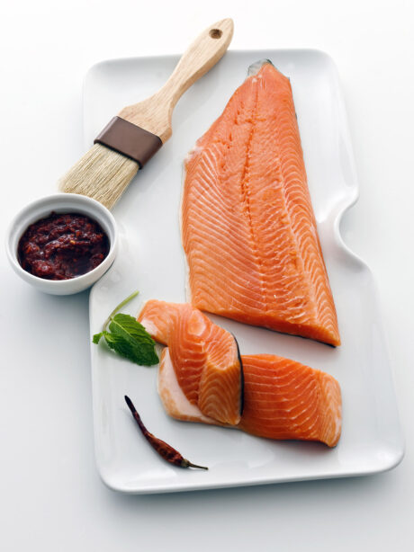 arctic char, from alpine lakes and coastal waters. belongs to the salmon family